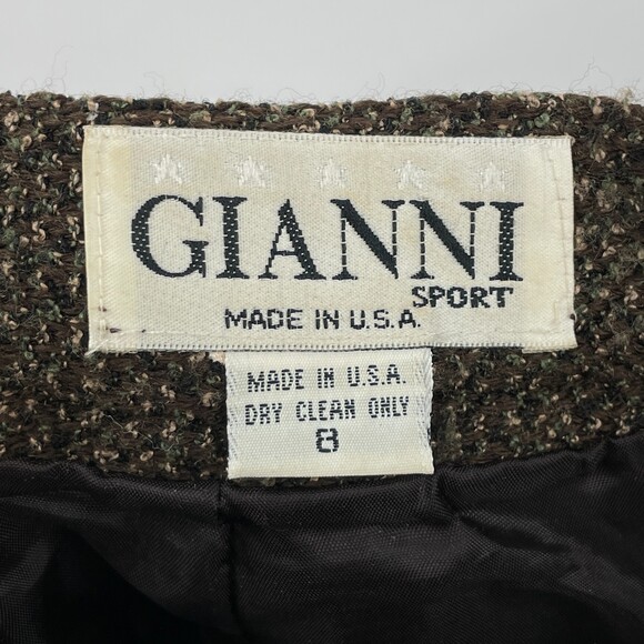 GIANNI SPORT Vintage High Rise Brown Green Wool Knit Trouser Pants Size 8 - Picture 5 of 6